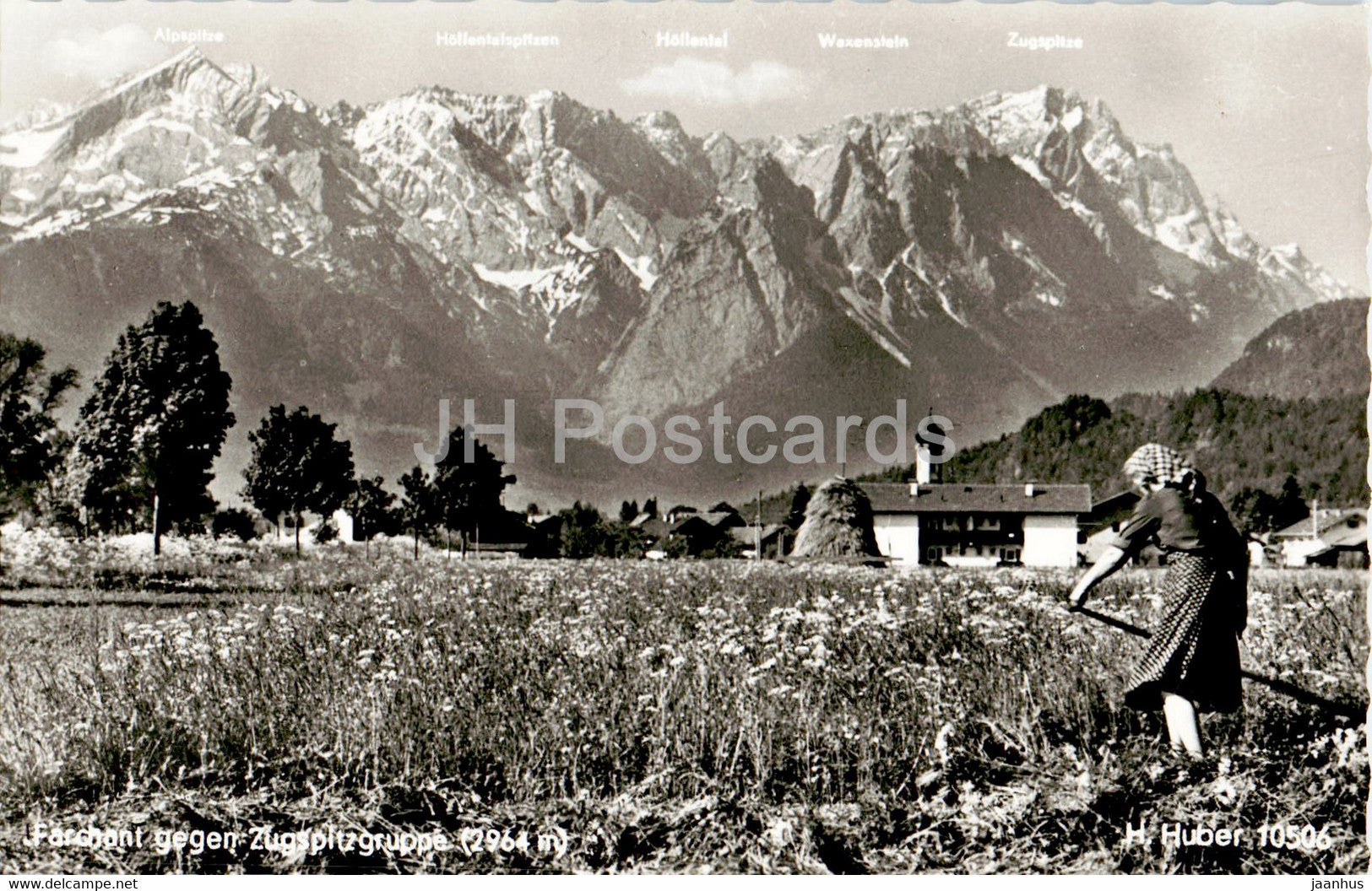Farchant gegen Zugspitzgruppe - old postcard - Germany - unused - JH Postcards