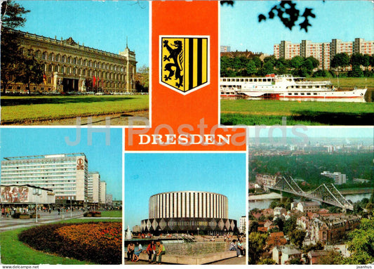 Dresden - Bezirksgericht - Kathe-Kollowitz-Ufer - Filmtheater - Prager Strasse - ship - multiview - Germany DDR - used