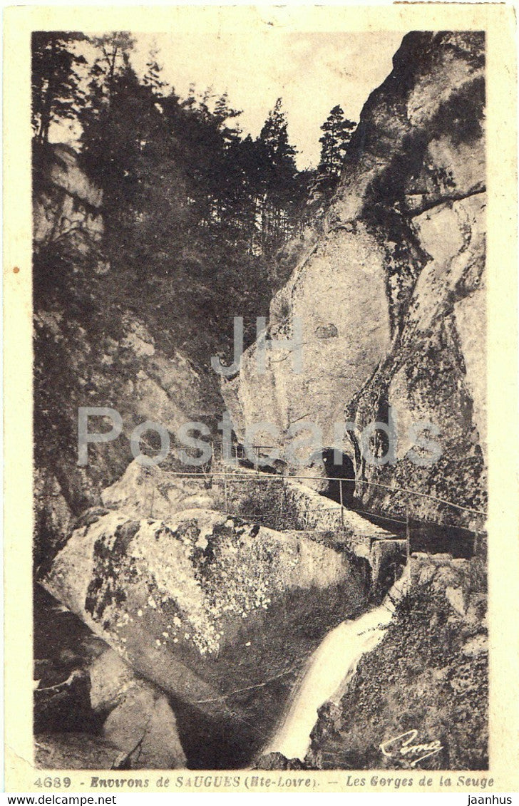 Environs de Saugues - Les Gorges de la Seuge - 4689 - old postcard - 1940 - France - used - JH Postcards