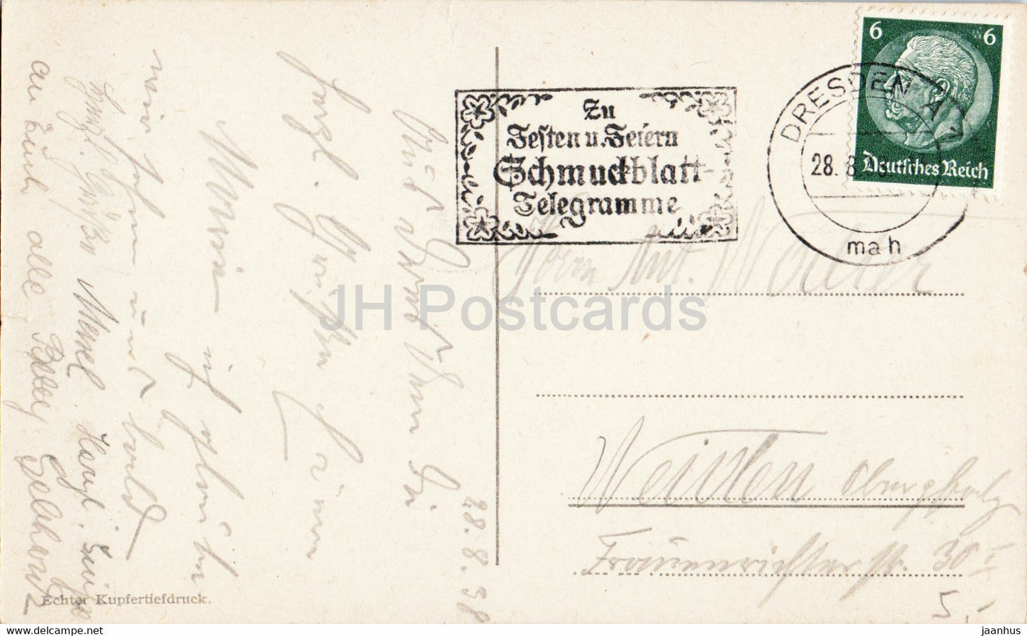 Dresden - Blick von der Neustadt - bridge - old postcard - 1938 - Germany - used