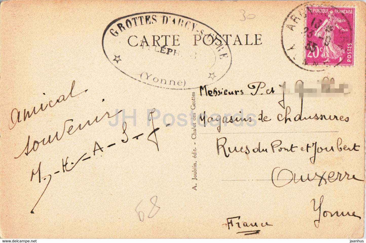 Grottes d'Arcy sur Cure - Un coin de la salle du chaos - 19 - old postcard - 1933 - France - used
