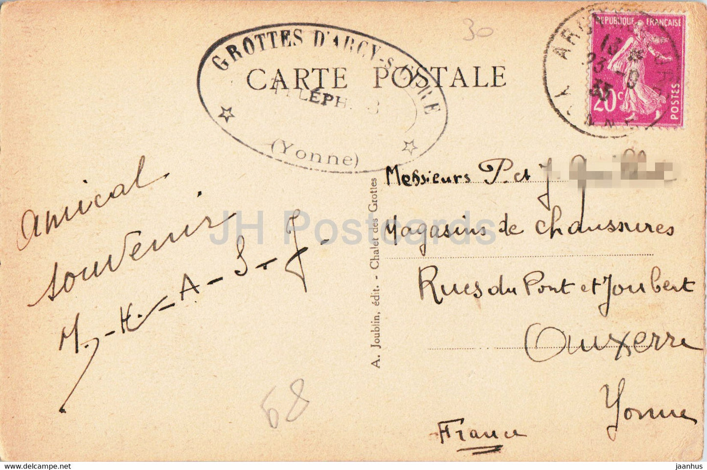 Grottes d'Arcy sur Cure - Uncoin de la salle du chaos - 19 - alte Postkarte - 1933 - Frankreich - gebraucht