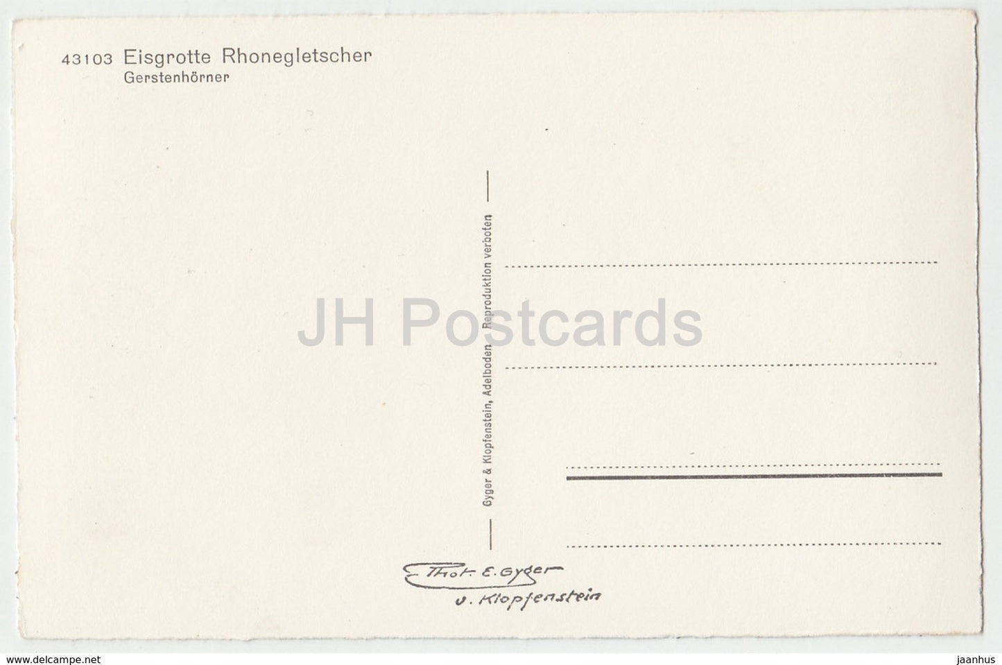 Eisgrotte Rhonegletscher - Gerstenhorner - 43103 - Suisse - carte postale ancienne - inutilisée