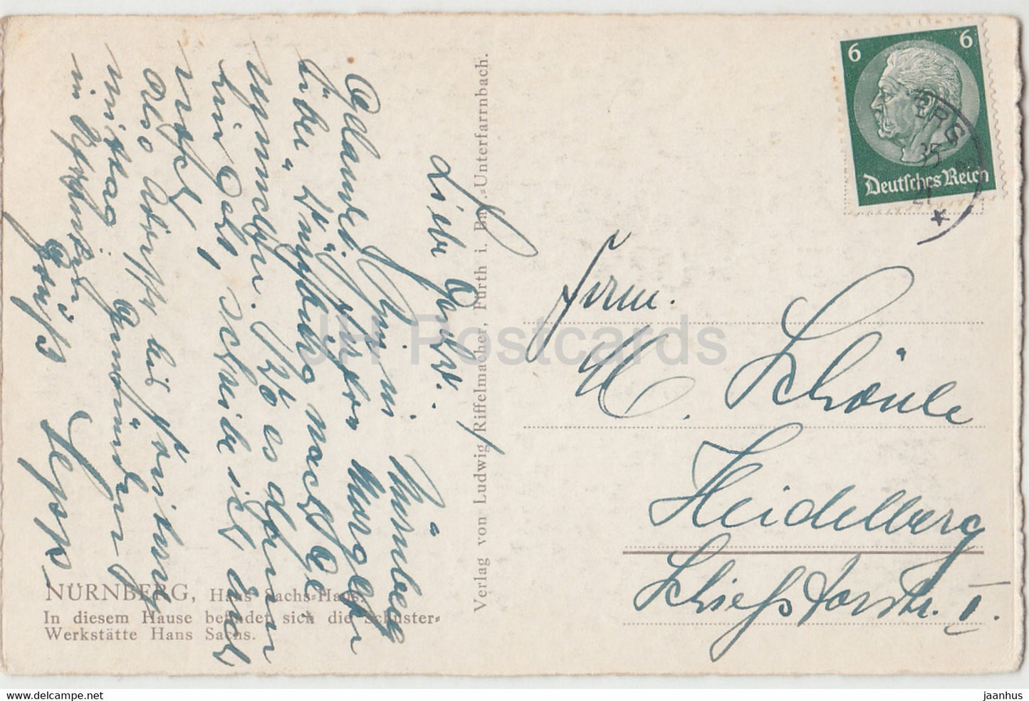 Nurnberg - Hans Sachs Haus - Nuremberg - old postcard - 1935 - Germany - used