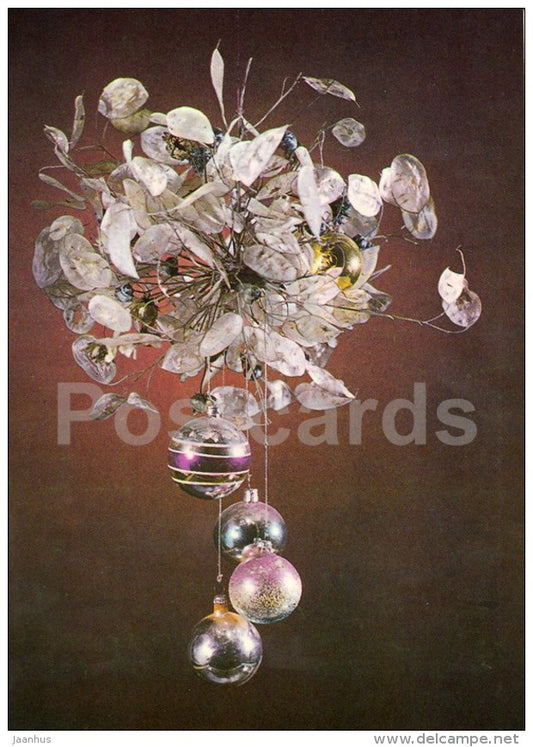 New Year Greeting card - 1 - decorations - 1983 - Estonia USSR - used - JH Postcards