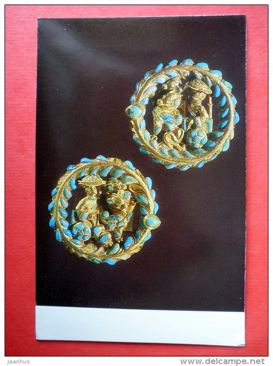Shoe Clasps with Chariot - National Museum of Afghanistan - archaeology - Bactrian Gold - 1984 - USSR Russia - unused - JH Postcards