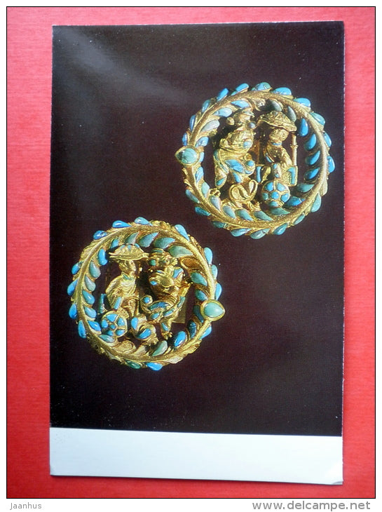 Shoe Clasps with Chariot - National Museum of Afghanistan - archaeology - Bactrian Gold - 1984 - USSR Russia - unused - JH Postcards