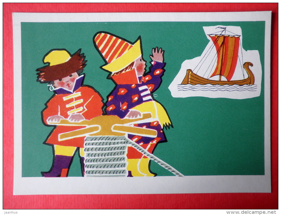illustration by E. Rapoport - Russian Cog - XVI-XVII century - Little Seafarers - 1971 - Russia USSR - unused - JH Postcards