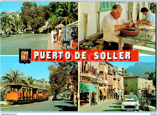 Mallorca - Puerto de Soller - Diversos aspectos - tram - car - multiview - 3074 - Spain - used - JH Postcards