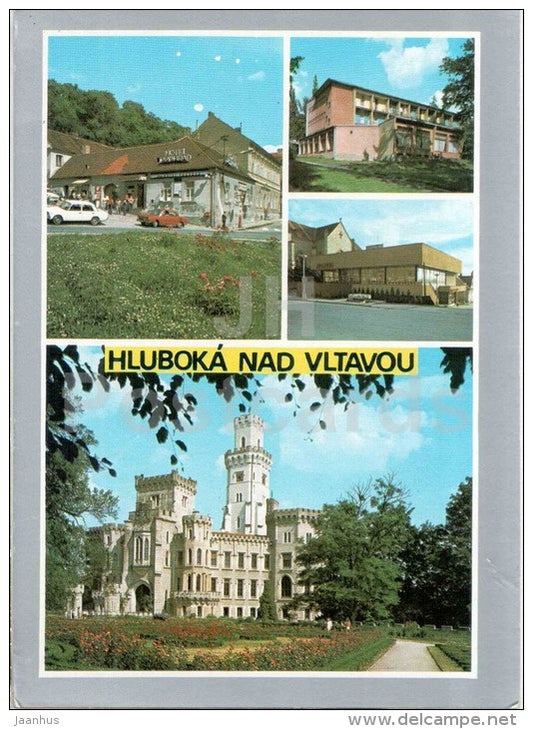 Hluboka nad Vltavou - castle - town views - Czechoslovakia - Czech - unused - JH Postcards