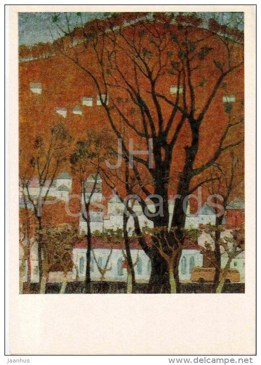 painting by A. Glandin - Hot key . Suite for December , 1969 - russian art - unused - JH Postcards