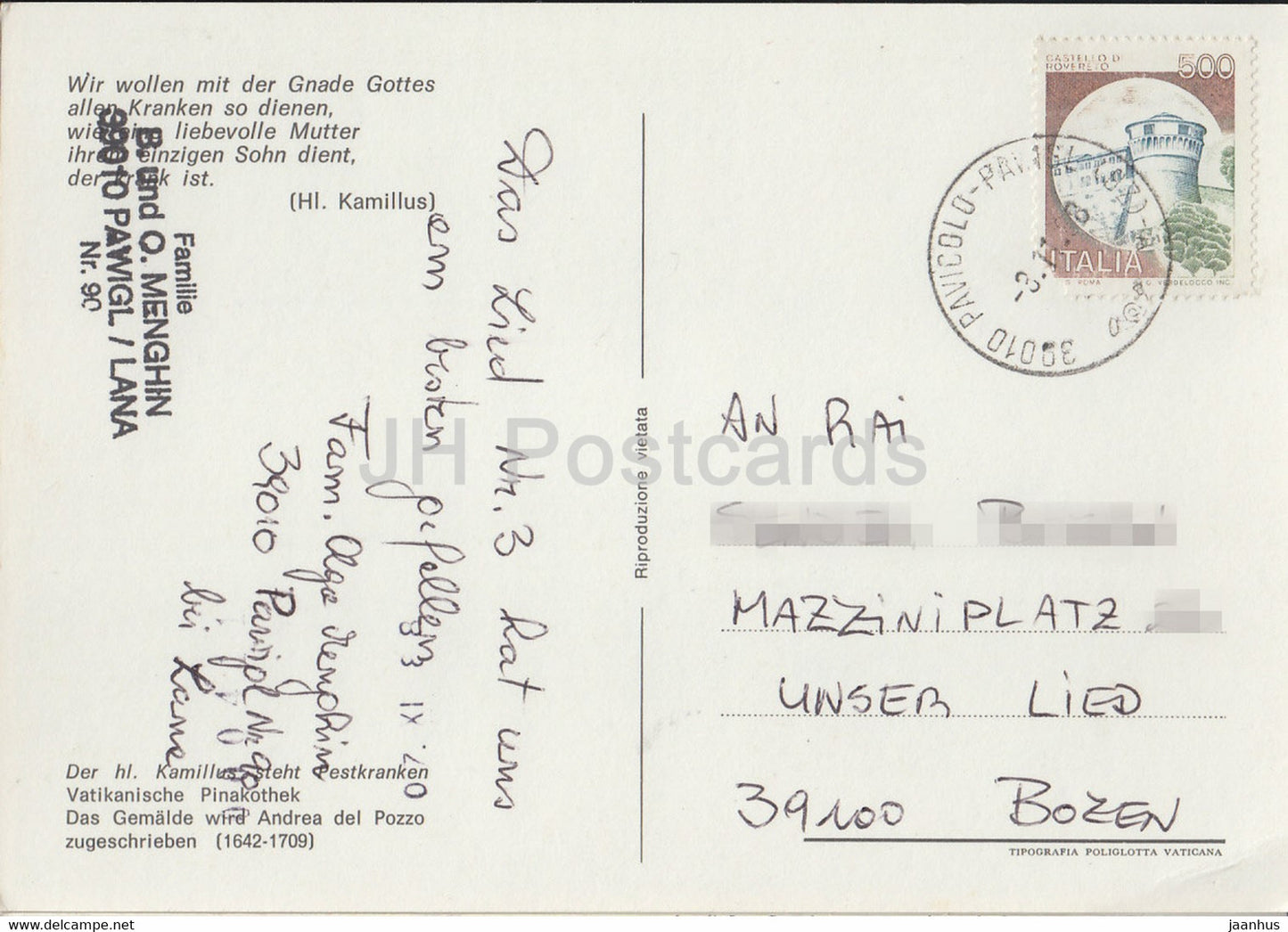 painting by Andrea del Pozzo - Der hl Kamillus steht Pestkranken - Italian art - Germany - used