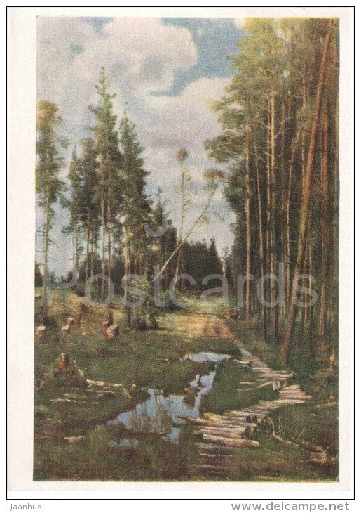 painting by A. Savrasov - An Opening in a Pine Forest , 1883 - russian art - unused - JH Postcards