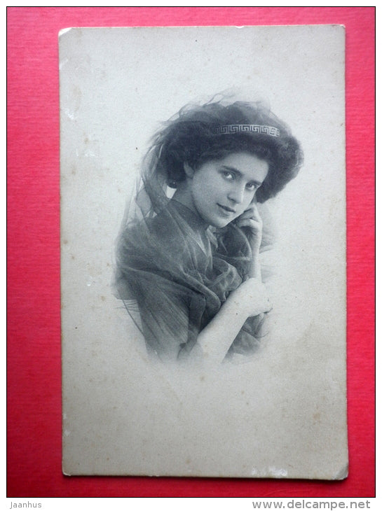 young woman - photo  - old postcard -  unused - JH Postcards