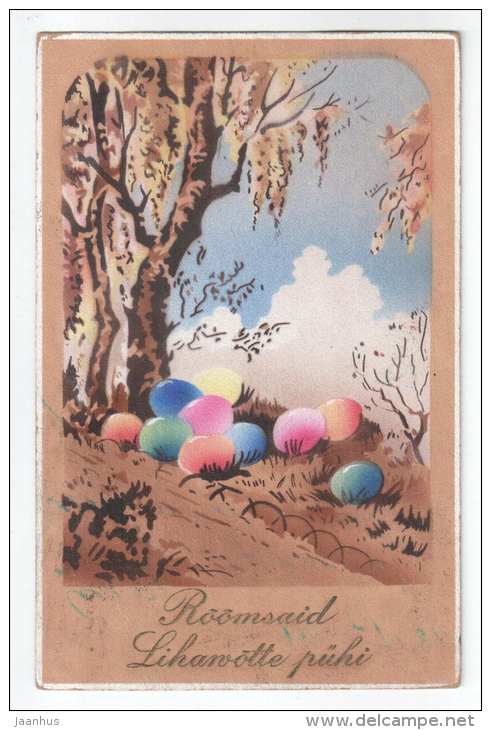 Easter Greeting Card - eggs - nature - old postcard - circulated Estonia 1931 Tallinn Rakvere - used - JH Postcards