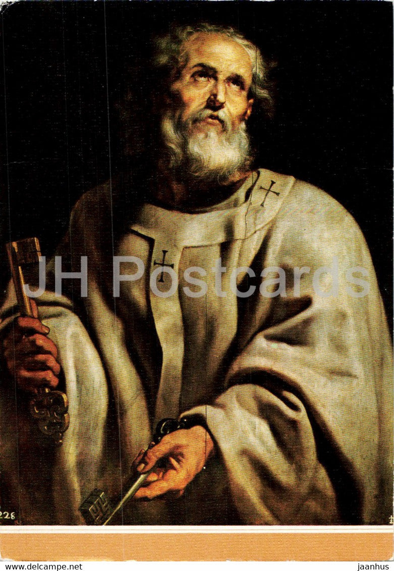 painting by Rubens - San Pedro - St Peter - Flemish art - Spain - unused - JH Postcards