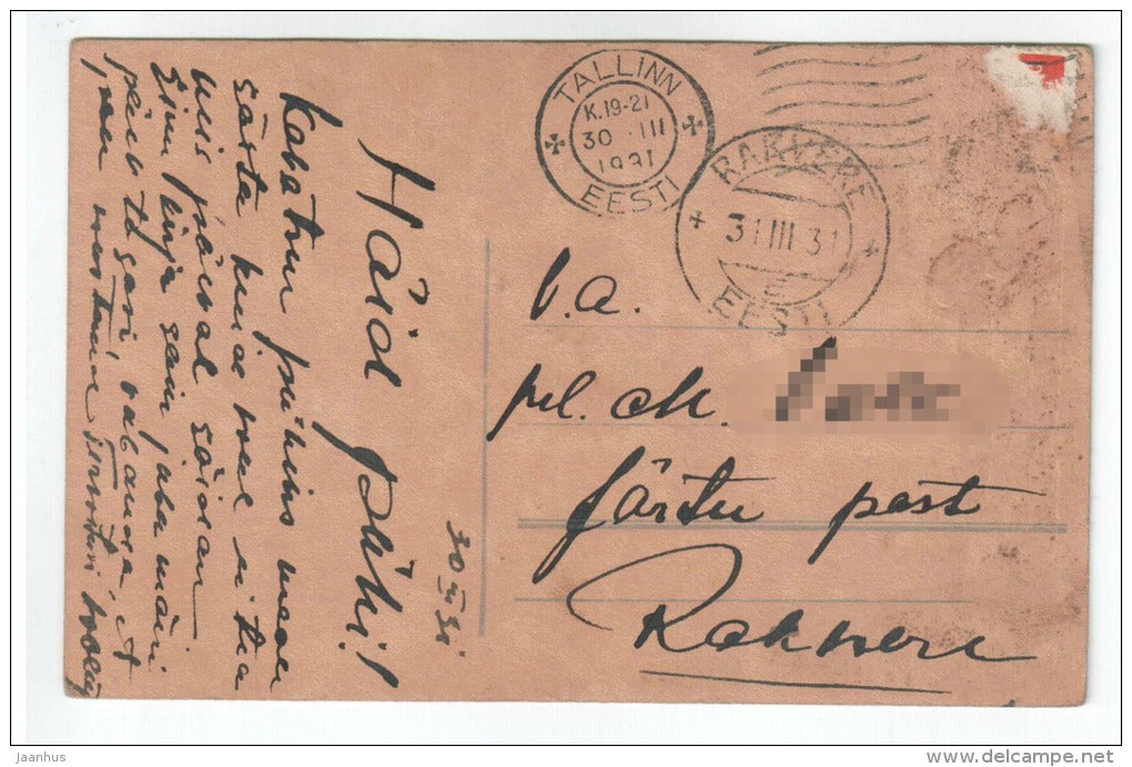 Easter Greeting Card - eggs - nature - old postcard - circulated Estonia 1931 Tallinn Rakvere - used - JH Postcards