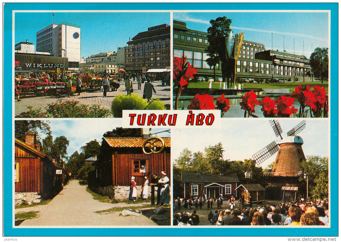 windmill - market - Turku Abo - Finland - unused - JH Postcards