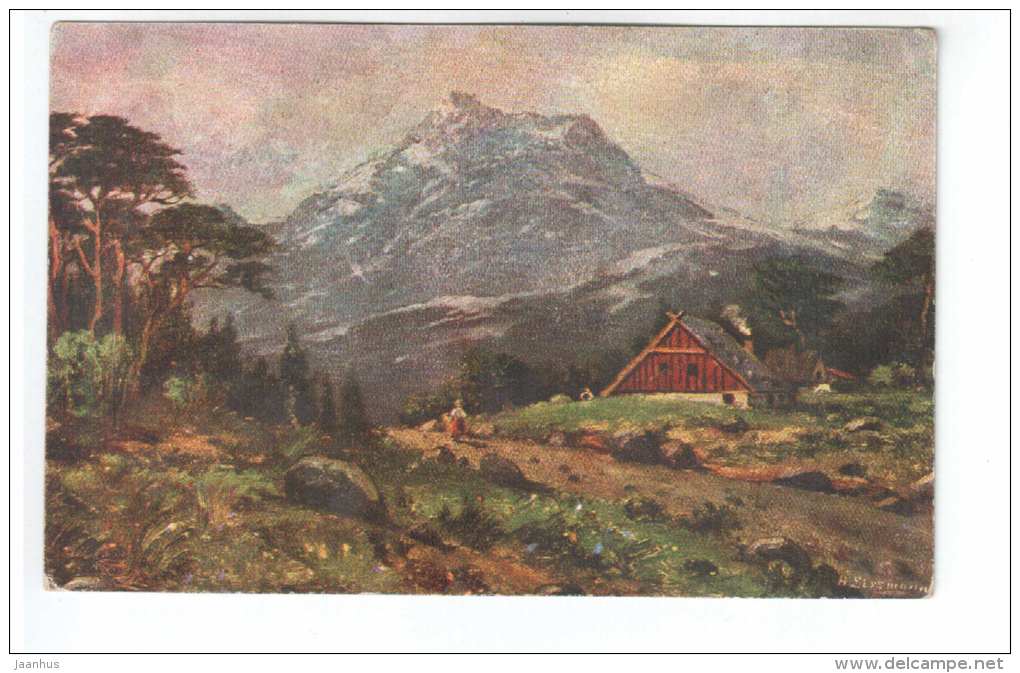 illustration by H. Lissmann - mountains - Serie 301 - old postcard - circulated in Estonia 1925 Rakvere - used - JH Postcards