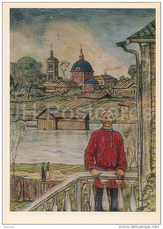 illustration by I. Glazunov - Robbery by N. Leskov - man - Russia USSR - 1985 - unused - JH Postcards