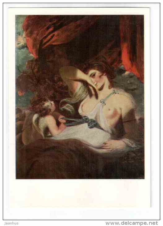 painting by Joshua Reynolds - Cupid untying the Zone of Venus , 1788 - british art - unused - JH Postcards