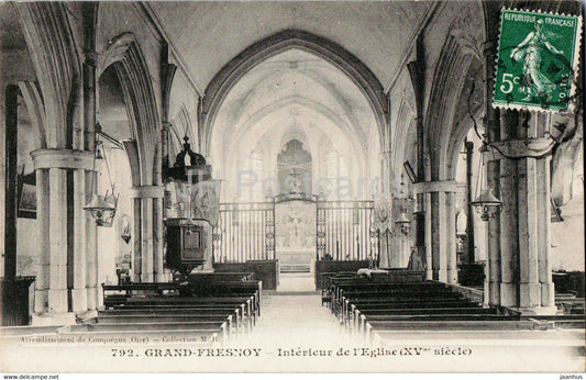 Grand Fresnoy - Interieur de l'Eglise - church - 792 - old postcard - 1912 - France - used - JH Postcards