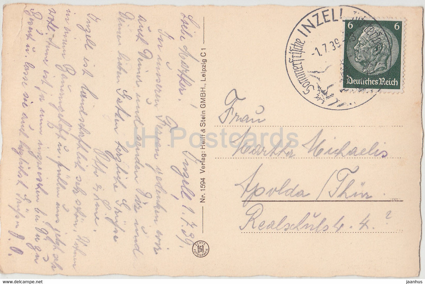 Deutsche Alpenstrasse mit Reiteralpe - 1594 - old postcard - 1939 - Germany - used