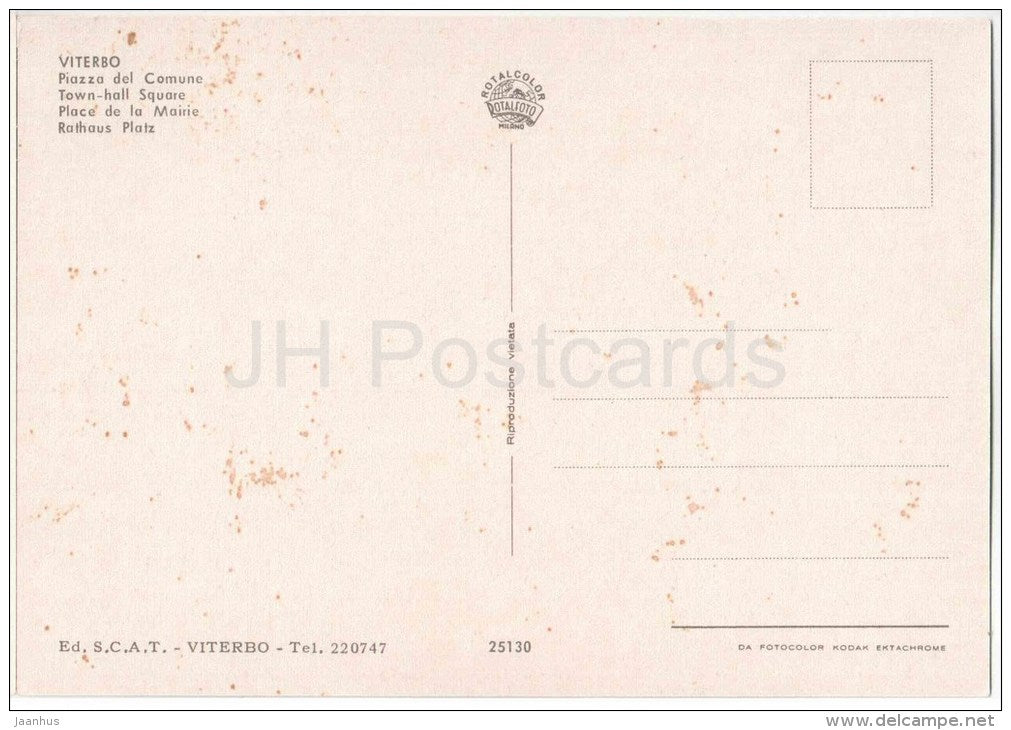 Piazza del Comune - Town Hall Square - Viterbo - Lazio - 25130 - Italia - Italy - unused - JH Postcards
