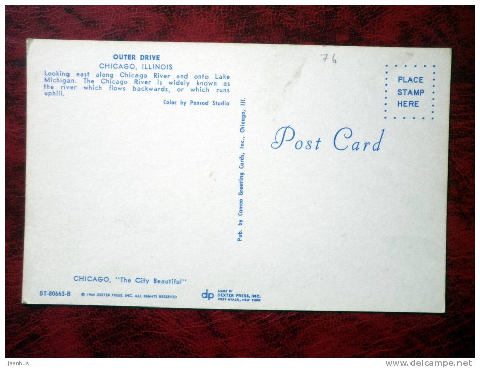 Outer Drive - Chicago river - Lake Michigan - Chicago - Illinois - 1964 - USA - unused (numbers written backside) - JH Postcards