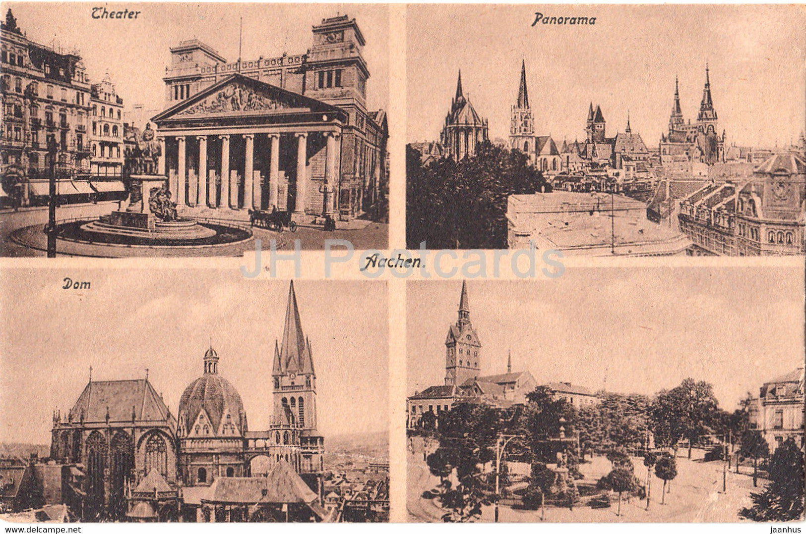 Aachen - Dom - Theater - Panorama - 9863 - old postcard - 1921 - Germany - used - JH Postcards
