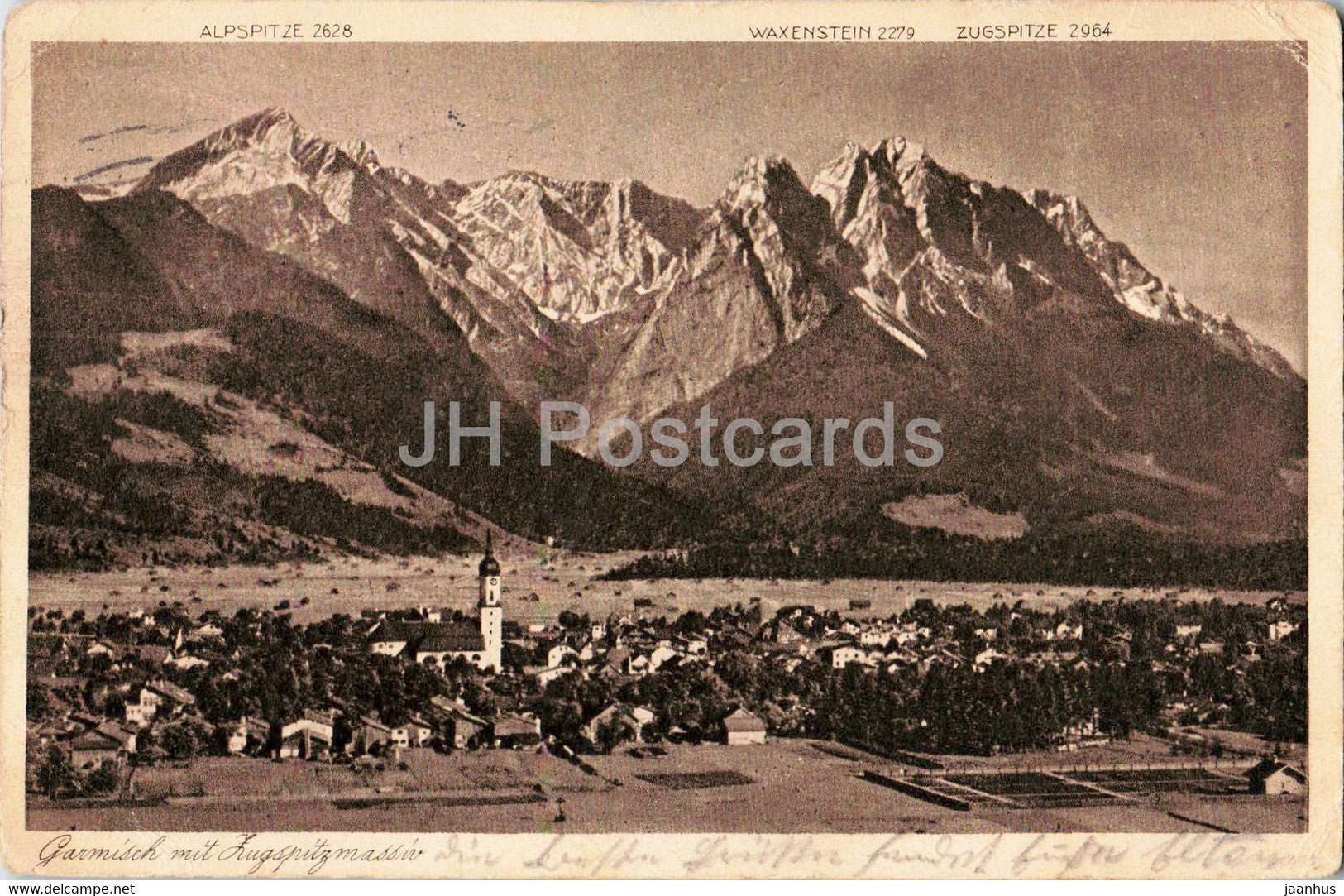 Garmisch mit Zugspitzmassiv - 10372 - old postcard - 1931 - Germany - used - JH Postcards