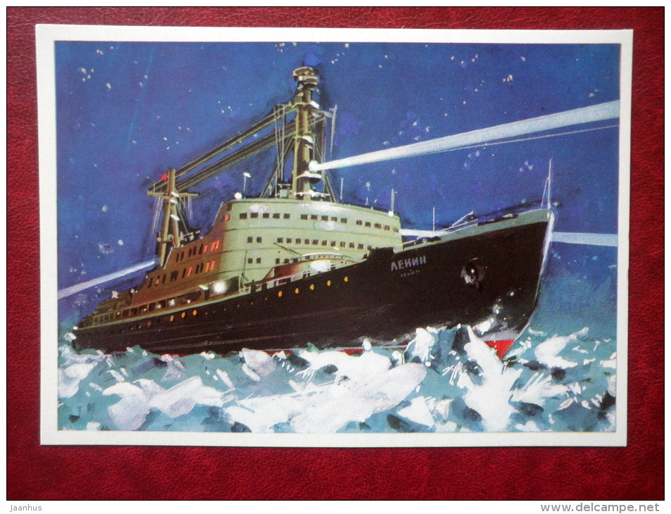 nuclear ice breaker Lenin - by V. Viktorov - Soviet navy - 1979 - Russia USSR - unused - JH Postcards