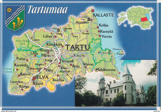 Tartu - Tartu County - Map - Tartumaa - Alatskivi Manor House - Estonia - unused - JH Postcards
