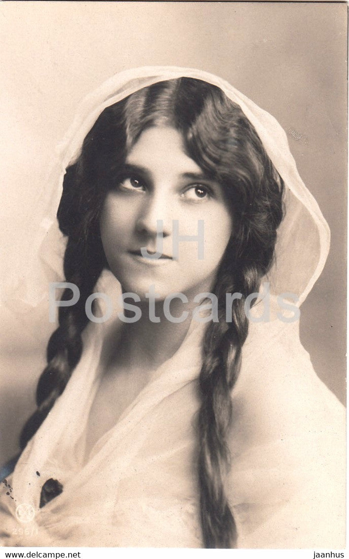 woman - 296/1 - old postcard - used - JH Postcards