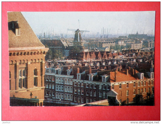 Vieaw at the City and the Port - windmill - Amsterdam - 1976 - Netherlands - unused - JH Postcards