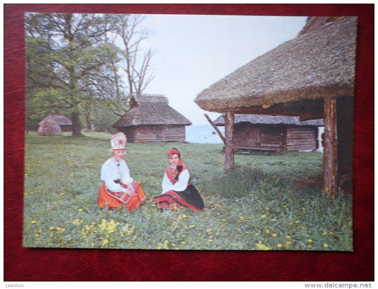 scenery near the net-sheds , Estonian islands - folk - The Estonian State Open-Air Museum - 1984 - Estonia USSR - unused - JH Postcards