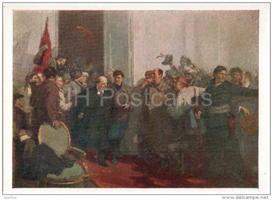 painting by O. Yeremeyev - Lenin - revolution - russian art - unused - JH Postcards