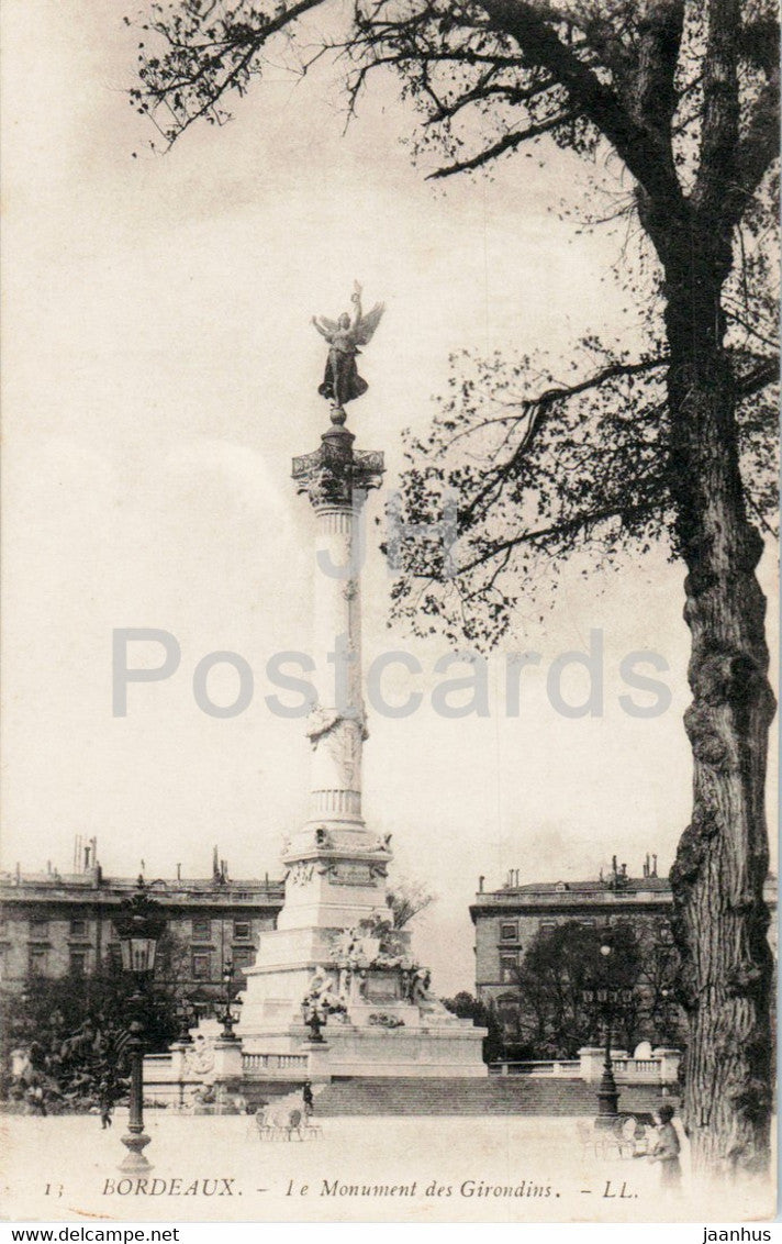 Bordeaux - Le Monument des Girondins - 13 - old postcard - France - unused - JH Postcards