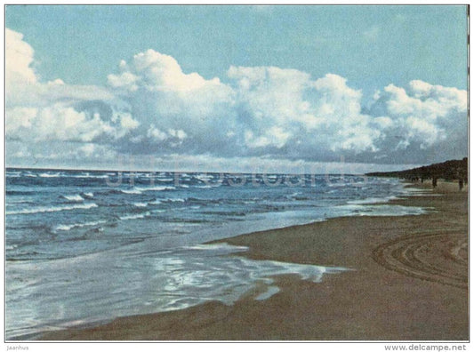 Beach - 1 - Jurmala - old postcard - Latvia USSR - unused - JH Postcards