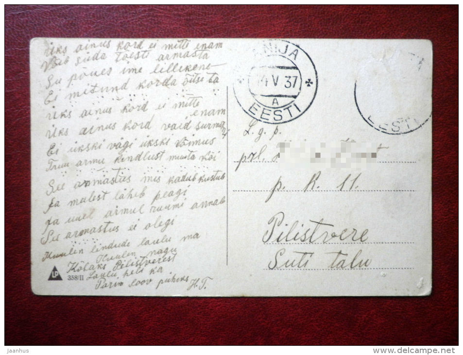 man and woman - couple - LP 358/II - old postcard - circulated in Estonia 1938 - used - JH Postcards