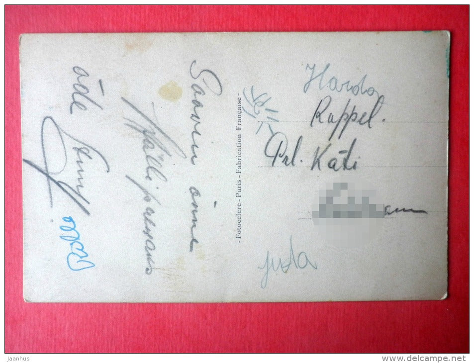 girl - flowers - Fotocelere 1302 - old postcard - circulated in Estonia - JH Postcards