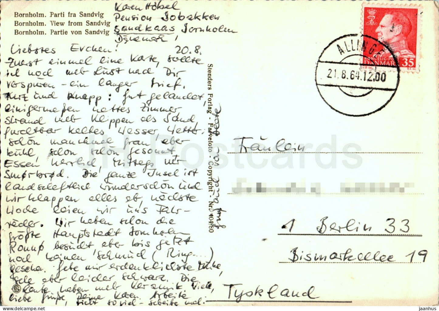 Bornholm - Parti fra Sandvig - View from Sandvig - 404/80 - 1964 - Denmark - used