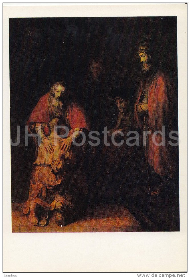 painting by Rembrandt - Return of the prodigal son - Dutch art - 1983 - Russia USSR - unused - JH Postcards