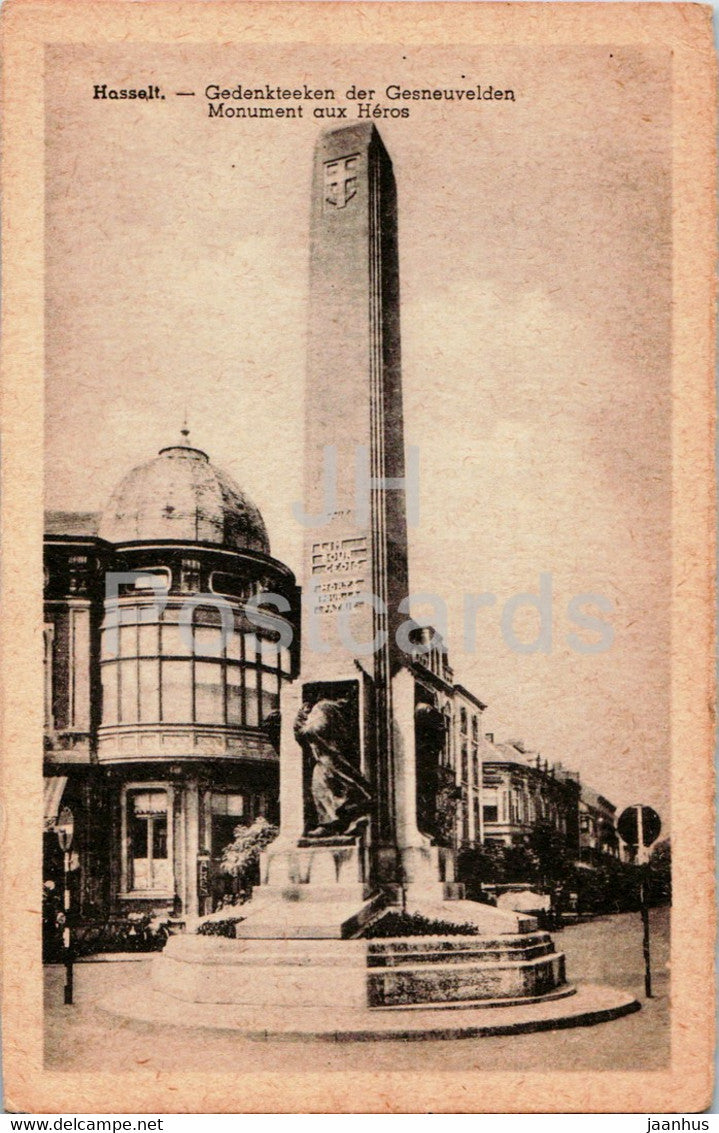 Hasselt - Gedenkteeken der Gesneuvelden - Monument aux Heros - old postcard - Belgium - unused - JH Postcards