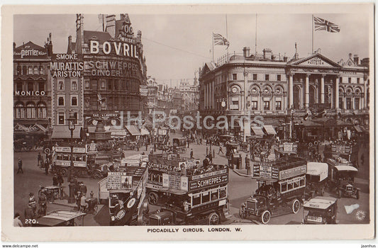 London - Piccadilly Circus - C. Degen - car - bus - 220 - old postcard - 1925 - England - United Kingdom - used - JH Postcards