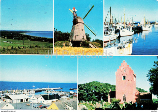 Lumsas Odden - boat - windmill - Denmark - used - JH Postcards