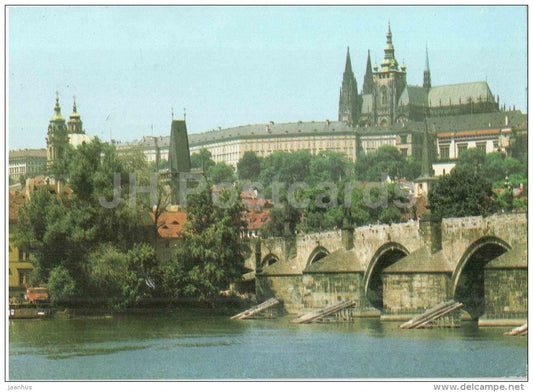 The Castle of Prague Hradcany and Little Town Quarter - Czechoslovakia - Czech - used 1986 - JH Postcards