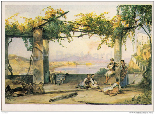 painting by Giacinto Gigante - 1 - Naples from the Tomb of Virgil - Italian art - Russia USSR - 1984 - used - JH Postcards