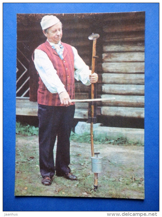 Bow Fiddle - Estonian folk instruments - folk costume - 1979 - Estonia USSR - unused - JH Postcards