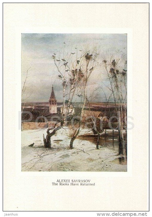 painting by A. Savrasov - The Rooks Have Returned , 1871 - russian art - unused - JH Postcards